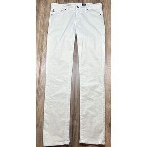 AG ADRIANO GOLDSCHMIED The Stilt Cigarette Corduroy Jean Stretch Ivory  26R $178